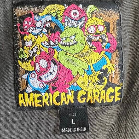 American Garage Cotton Boxy Fit Discharge Print Tee Beluga New York Size L - Picture 5 of 8